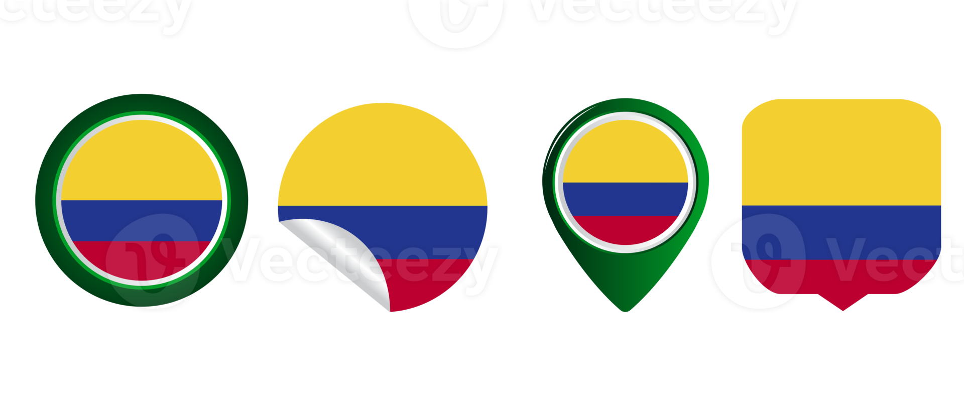 ilustração de símbolo de ícone plano de bandeira da colômbia png