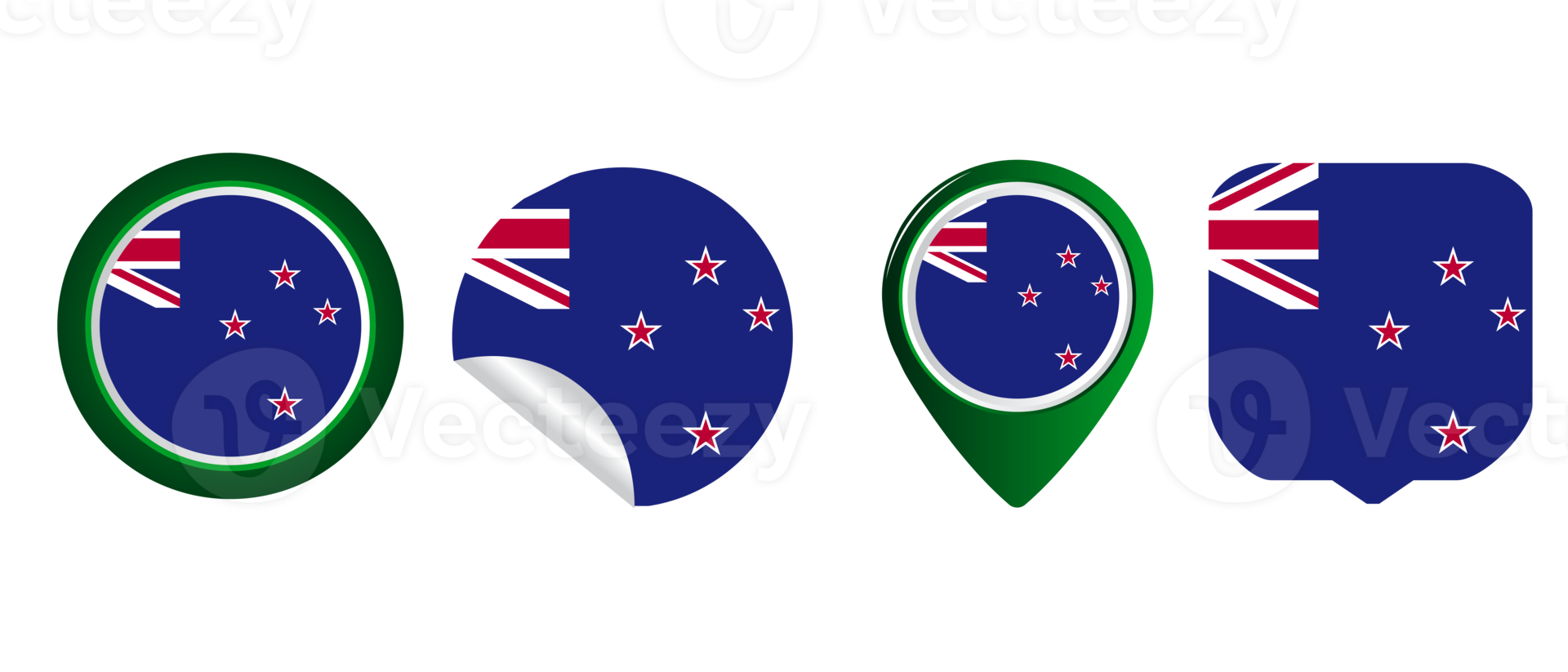 New Zealand flag flat icon symbol illustration png