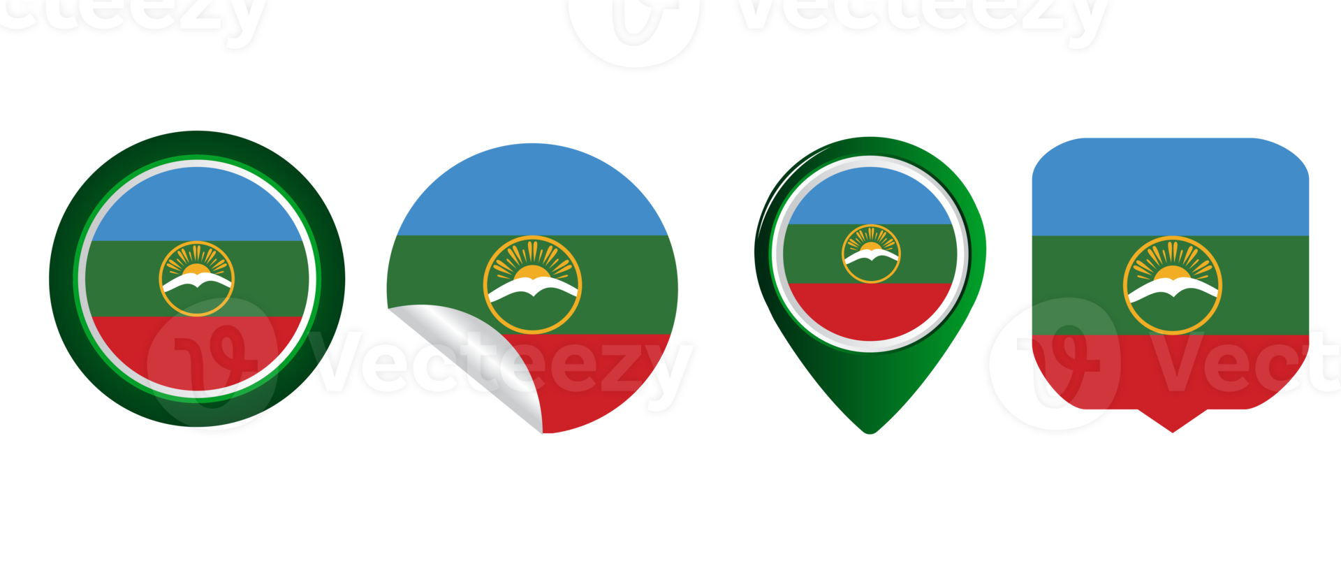 ilustración de símbolo de icono plano de bandera de karachay cherkesia png