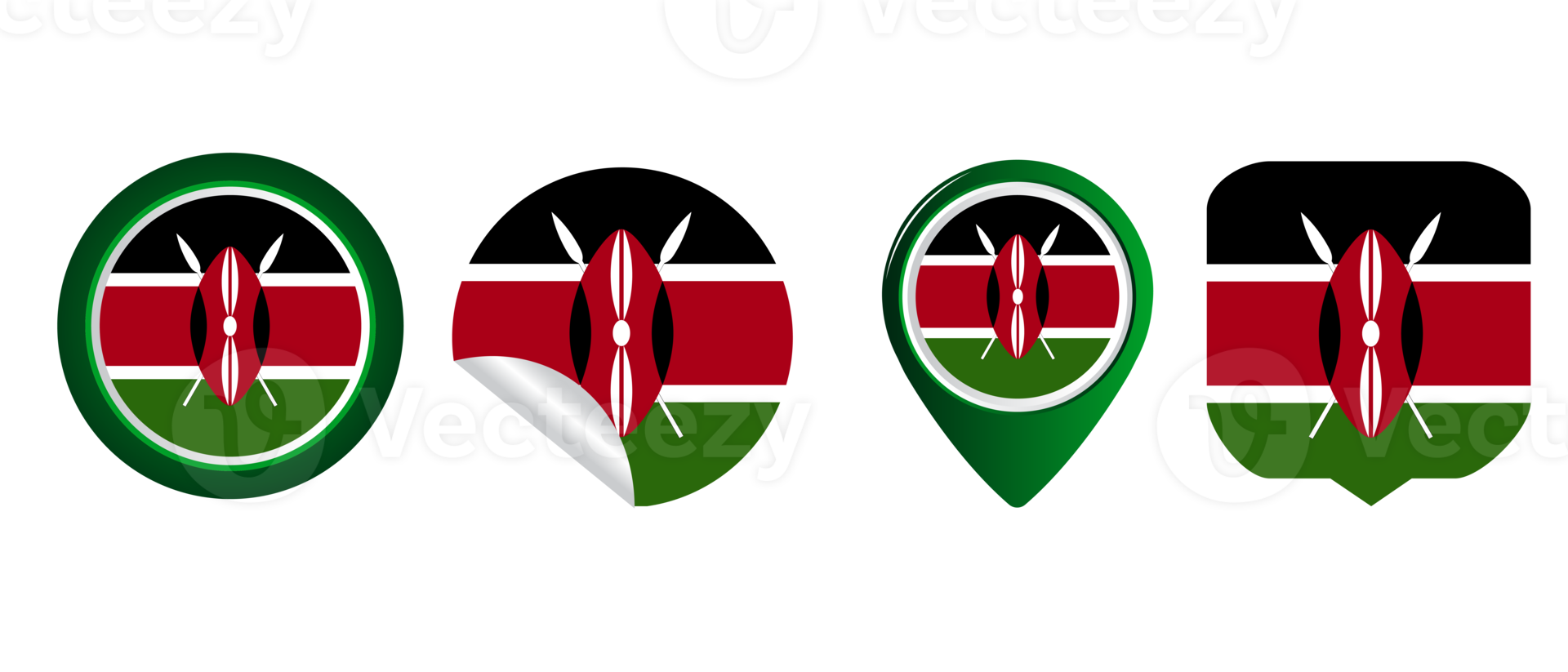 illustration du symbole de l'icône plate du drapeau du kenya png