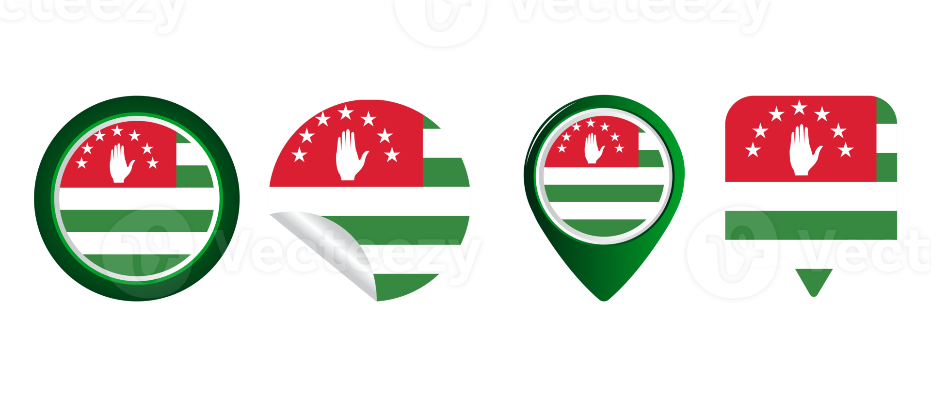illustration du symbole de l'icône plate du drapeau de l'abkhazie png