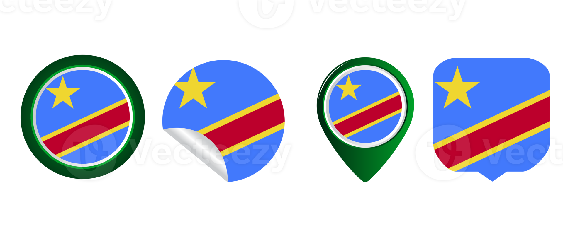 demokratisk republik av de kongo flagga platt ikon symbol illustration png