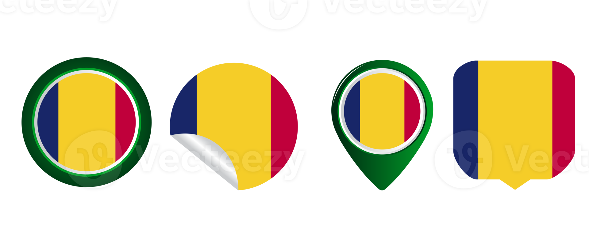 Chad flag flat icon symbol illustration png