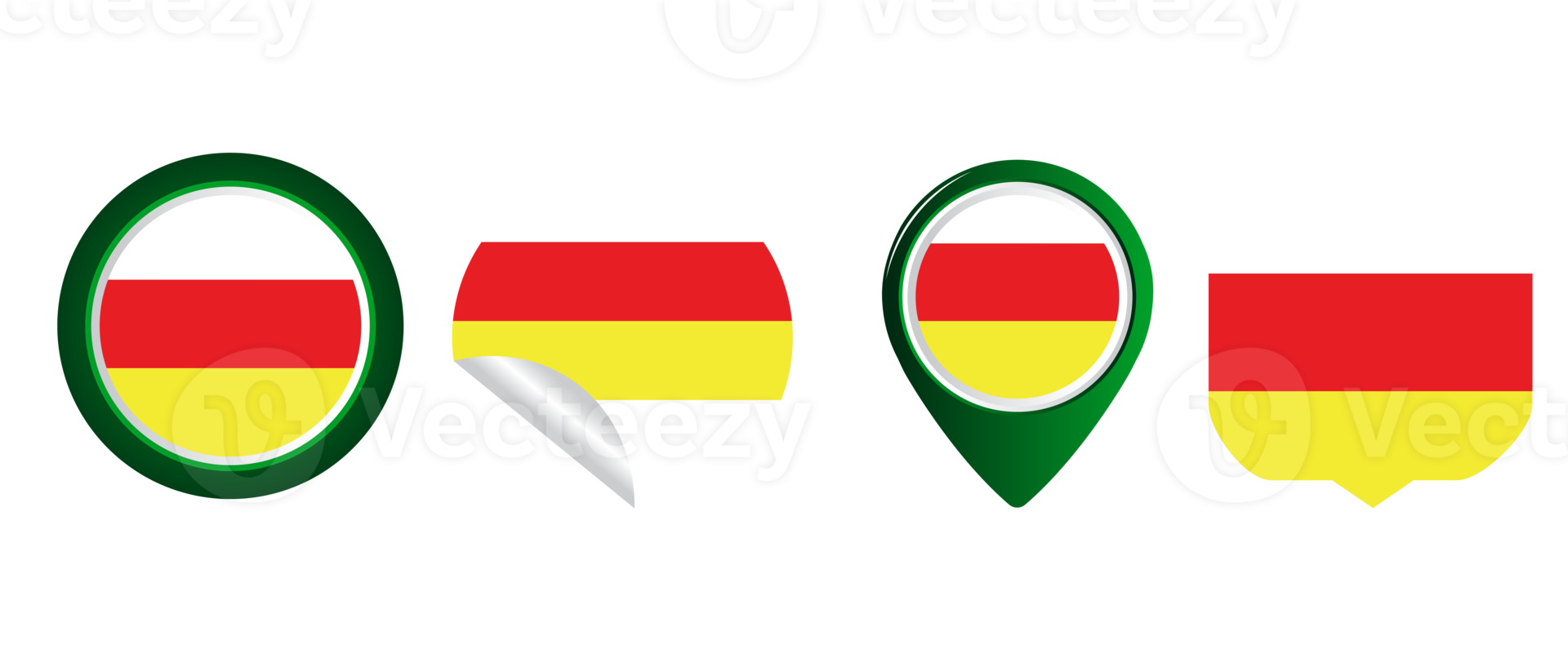 North ossetia flag flat icon symbol illustration png