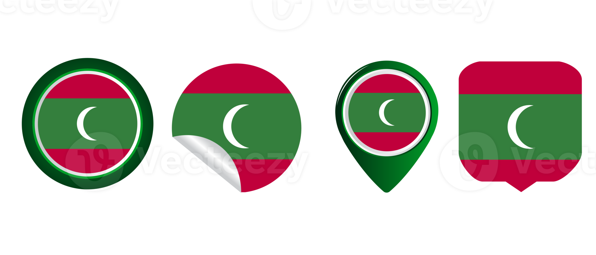 Maldives flag flat icon symbol illustration png