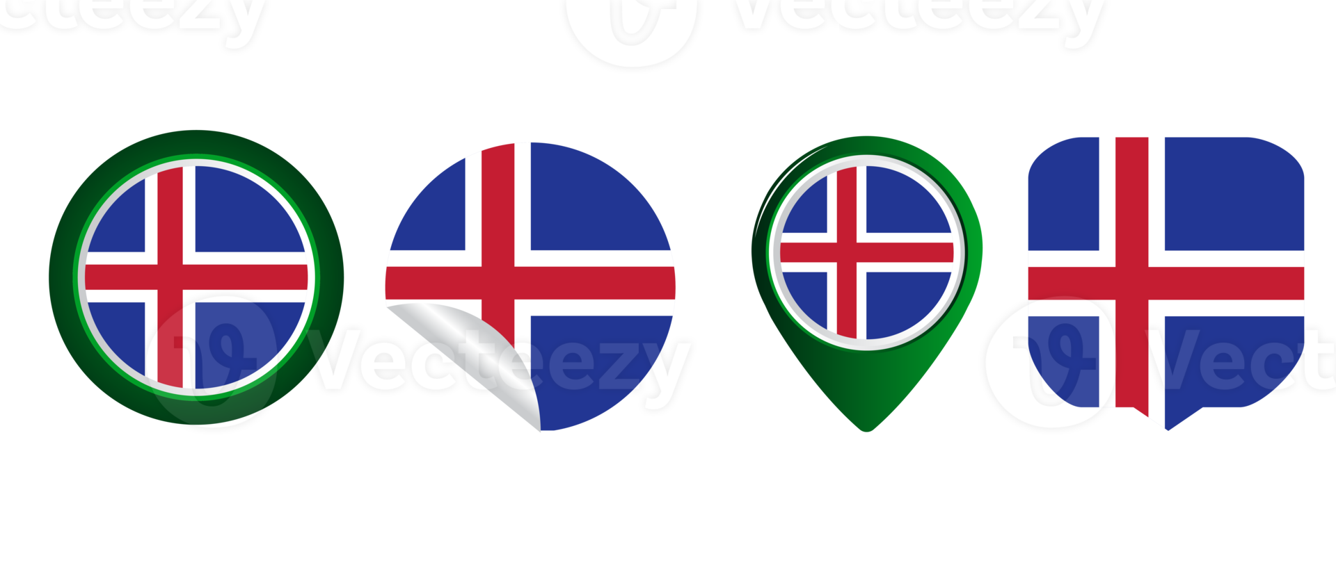 Iceland flag flat icon symbol illustration png