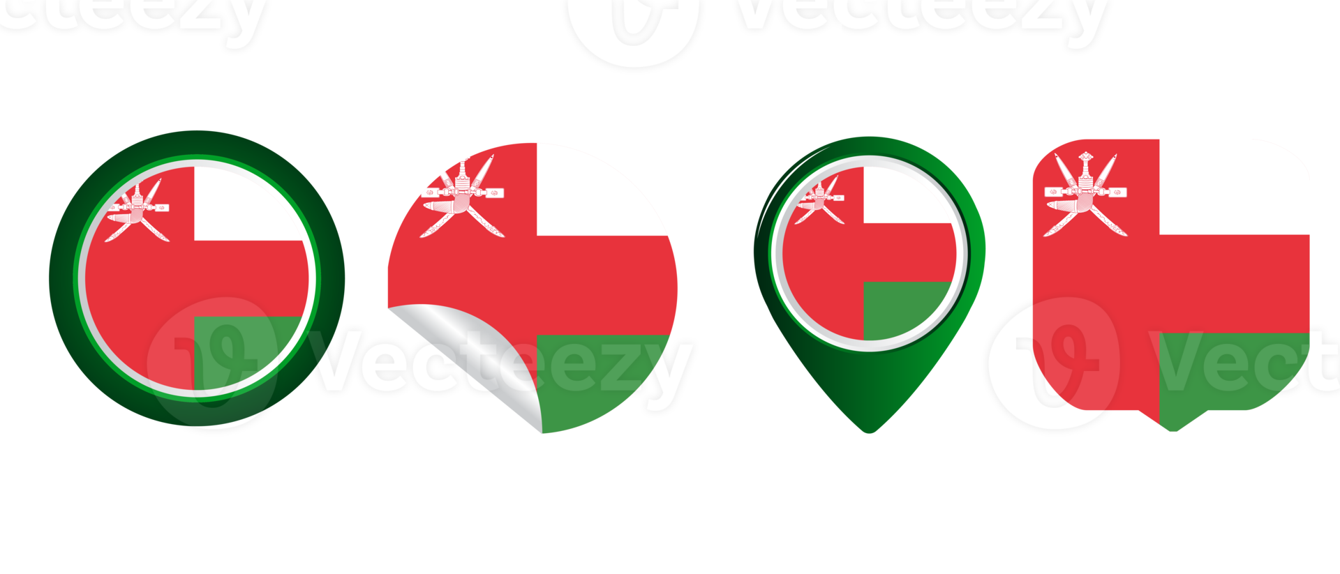 Oman vlag vlak icoon symbool illustratie png