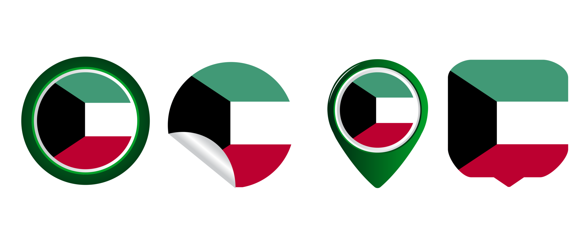 Kuwait flag flat icon symbol illustration 12932733 PNG
