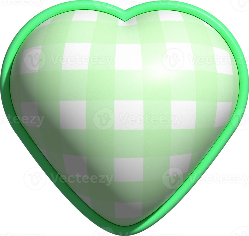 Ästhetische süße 3D-bunte Checker-Herzform-Dekoration png