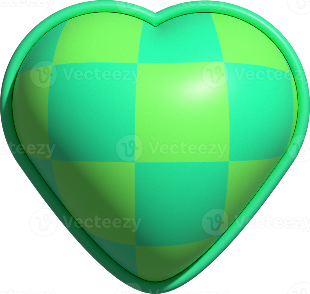 aesthetic cute 3D colorful checkers heart shape decoration png