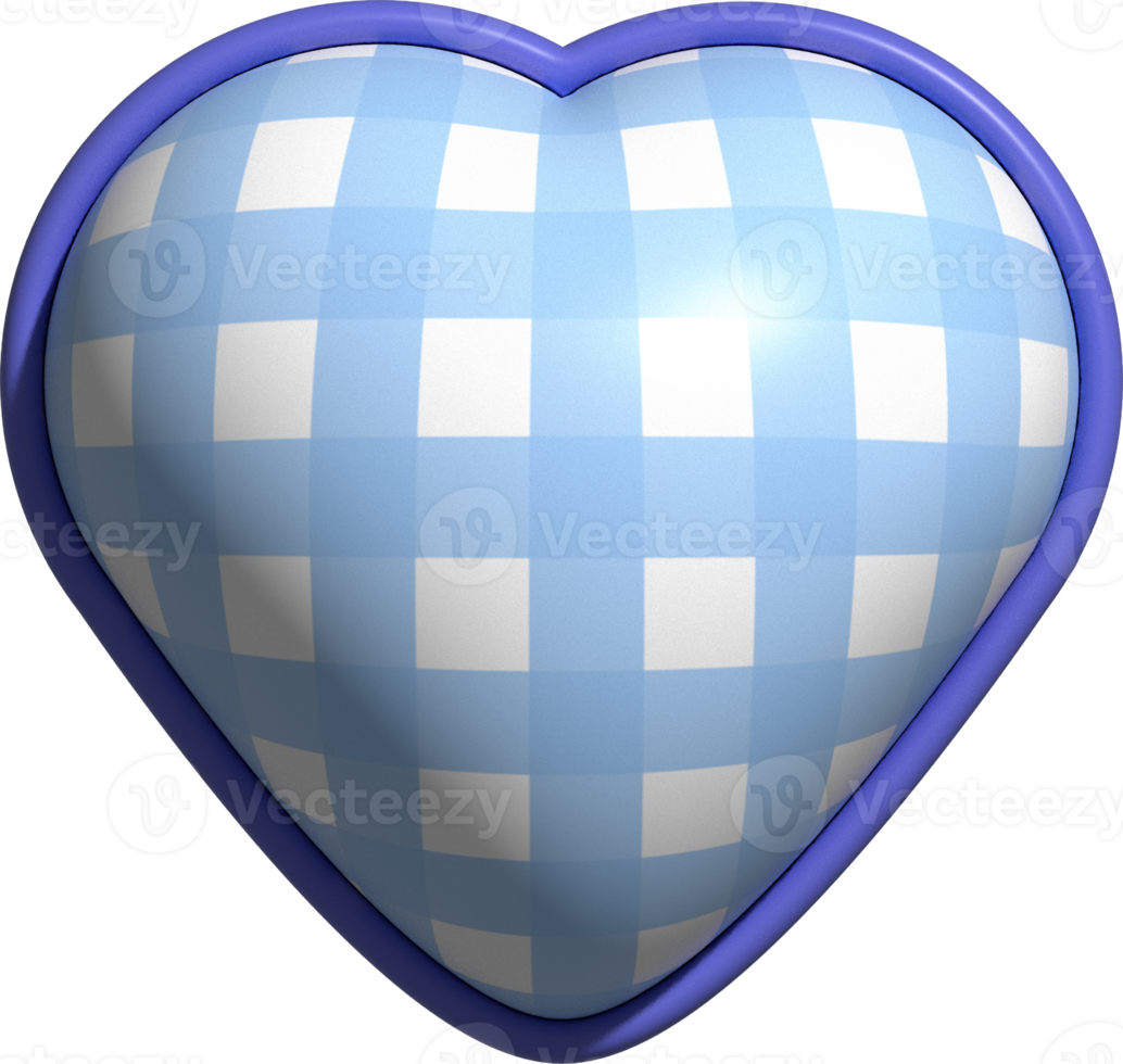 aesthetic cute 3D colorful checkers heart shape decoration png