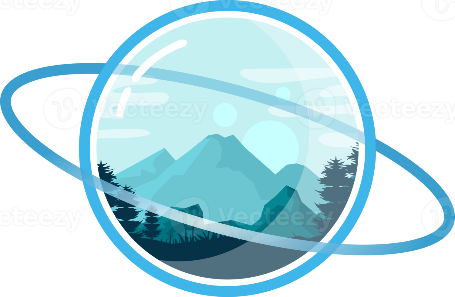 Mountain View on Planet Glass png
