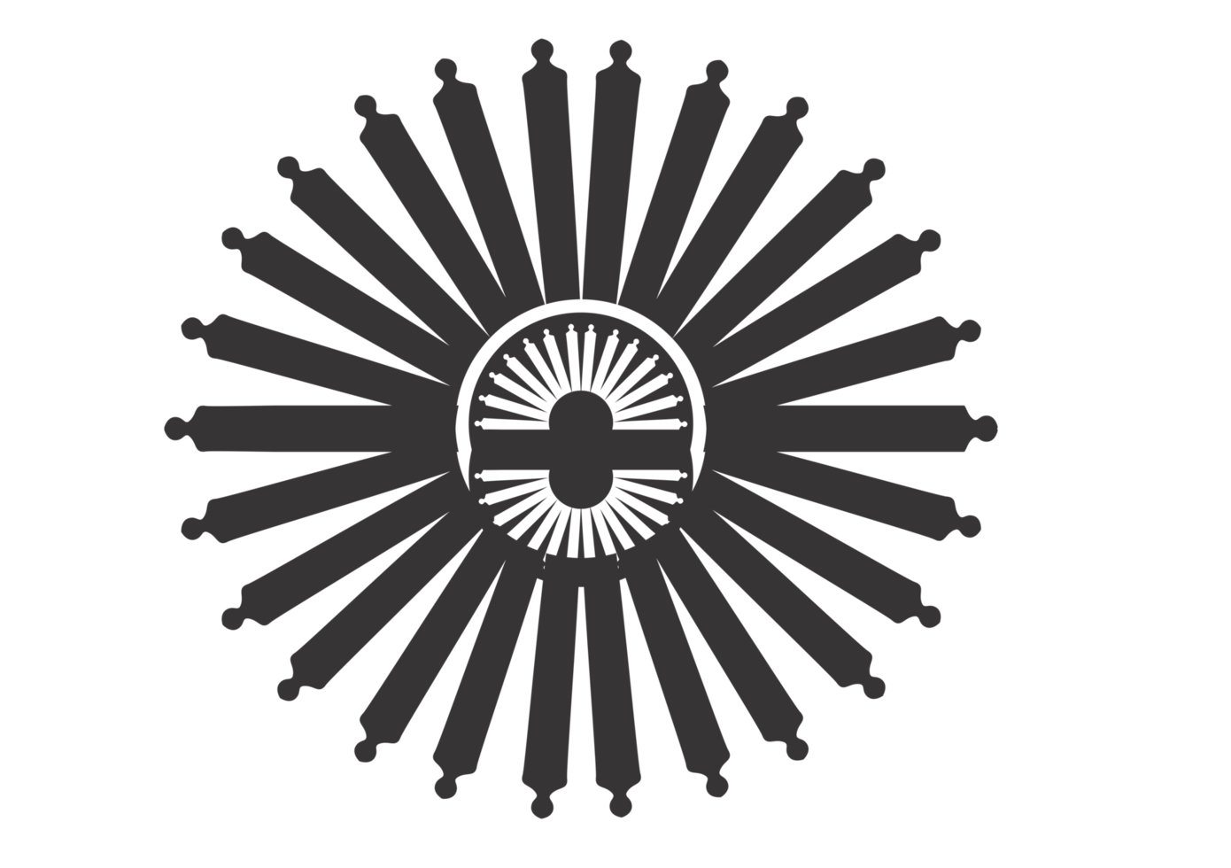 Black sunburst PNG Design