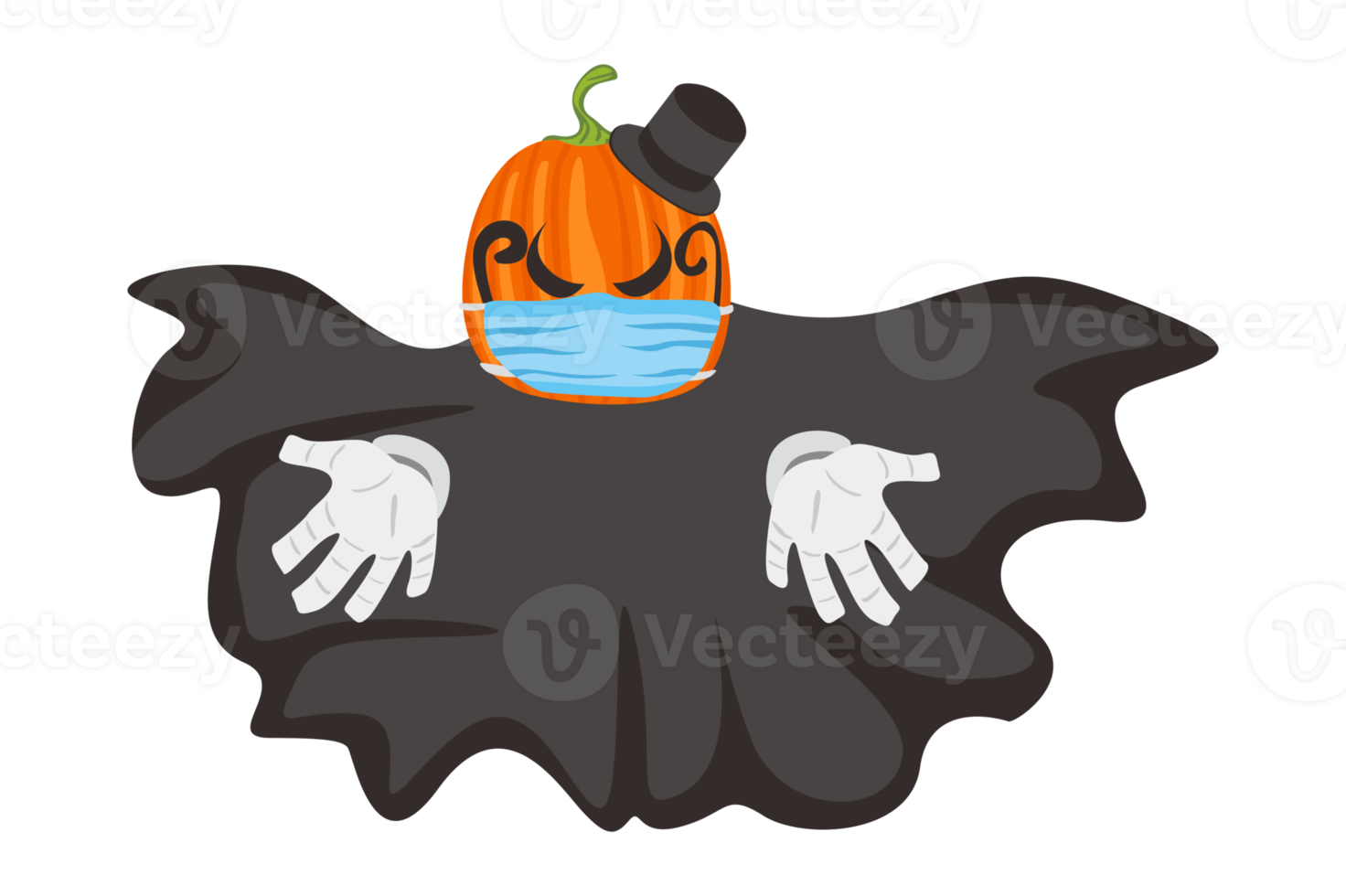 Halloween Cartoon CHaracter - Pumpkin Witch Wearng Face Mask png