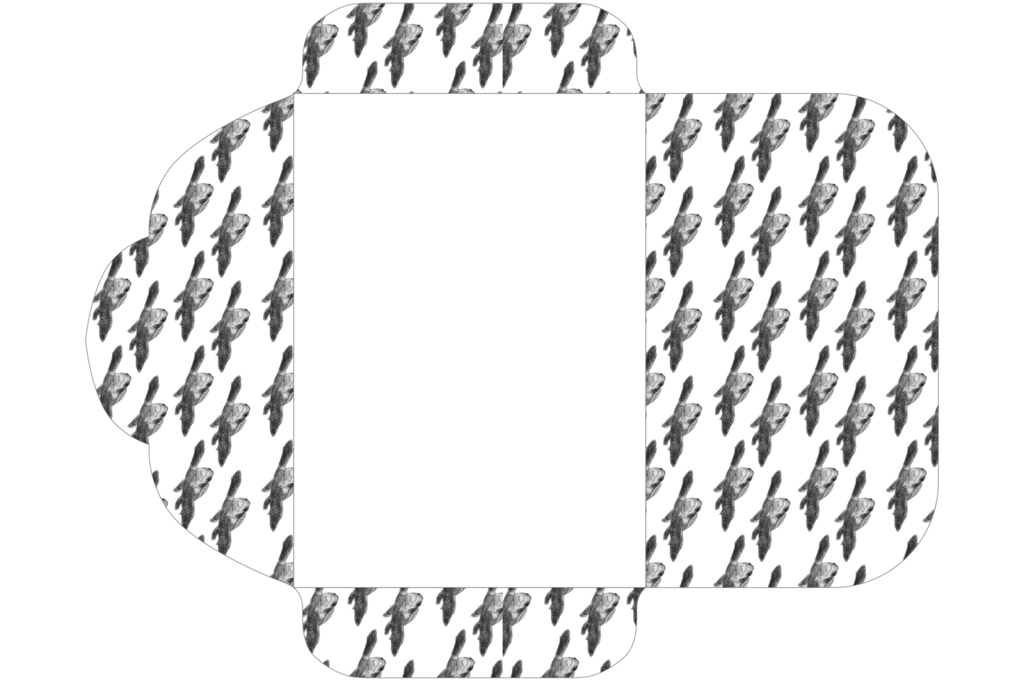 conception d'enveloppe avec thème de motif d'illustration de tortue de mer png