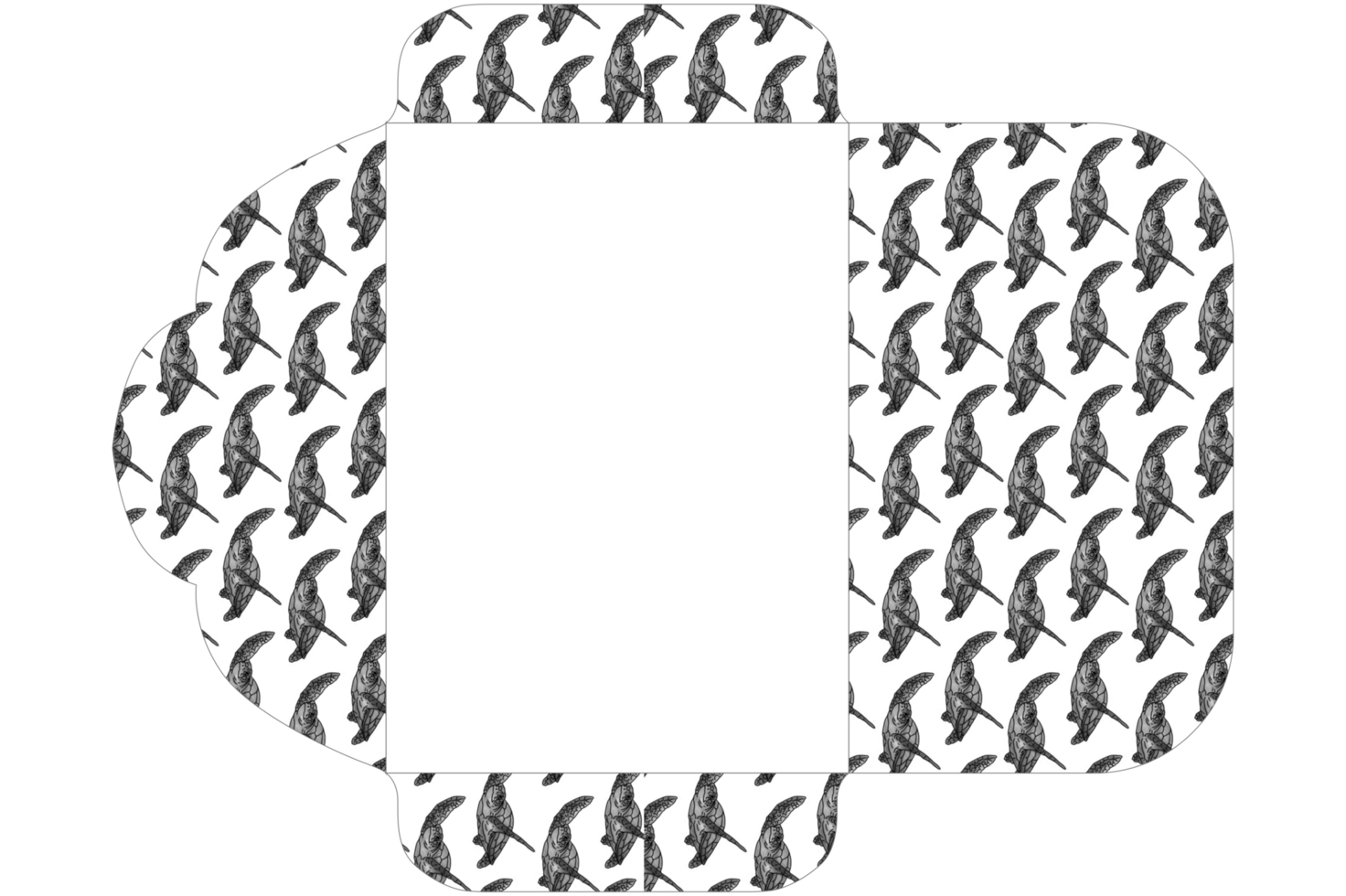 Envelope Design with Sea Turtle Illustration Pattern theme png