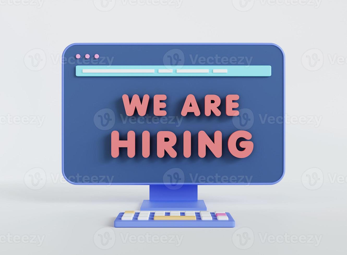 We are hiring job opportunity message on desktop computer. 3D rendering. photo