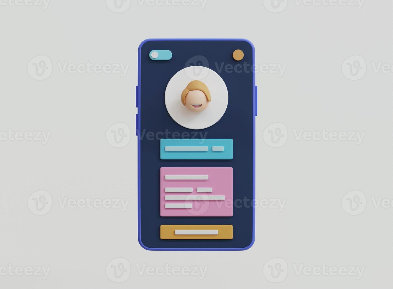 3D mobile app development. Mobile web design and user interface optimization concept. 3D rendering. photo