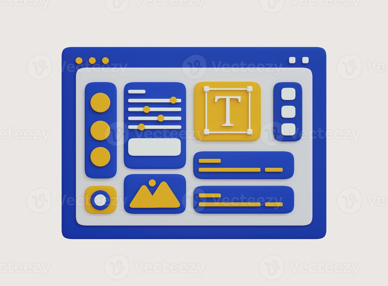 Web UI UX Design concept. 3D Web development and interface design. SEO optimization marketing. 3D rendering. photo