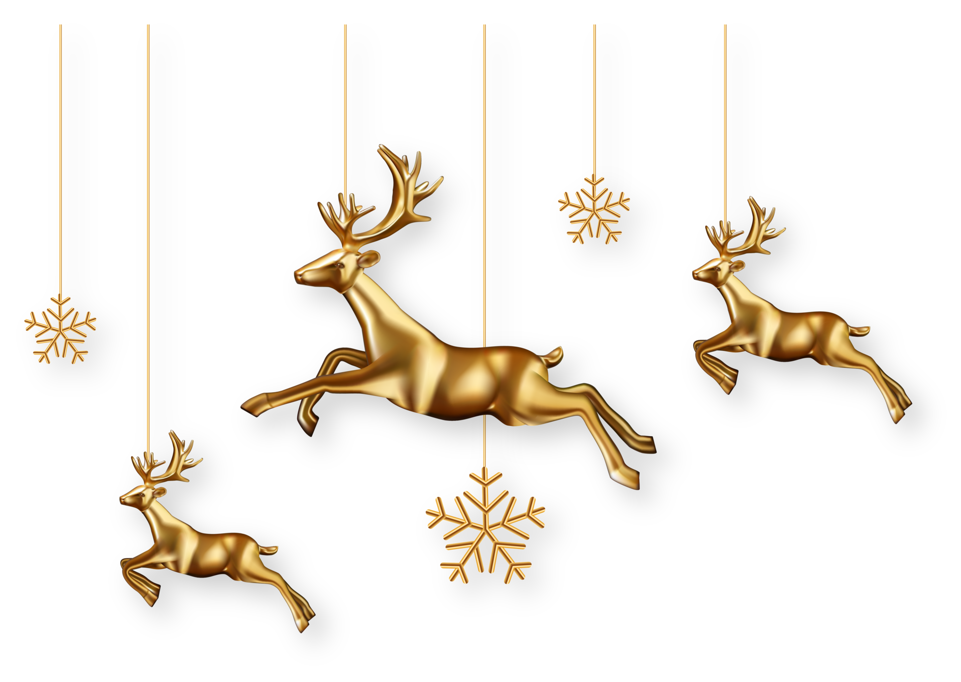 Free Christmas Decoration with Golden Deer and Snowflakes 12933413 PNG with  Transparent Background