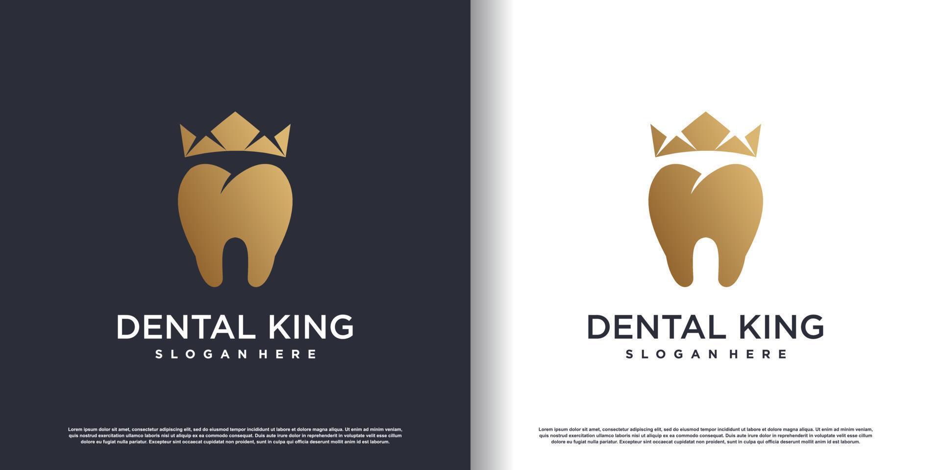 logotipo de rey dental con vector premium de concepto dorado