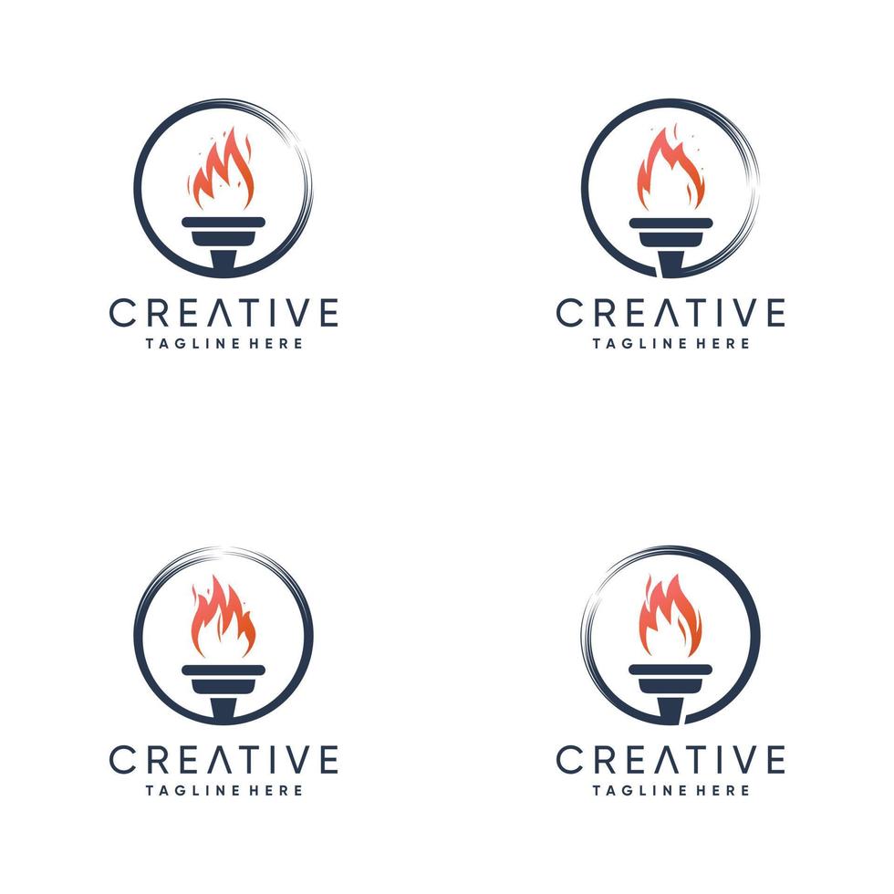 Torch logo collection with modern abstract concept Premium Vector