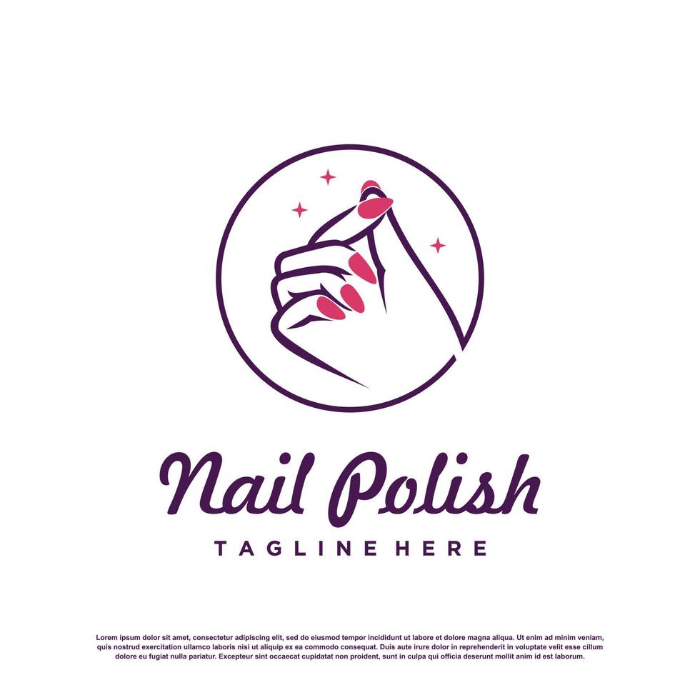 Nail logo design template with creative abstract style Premium Vector