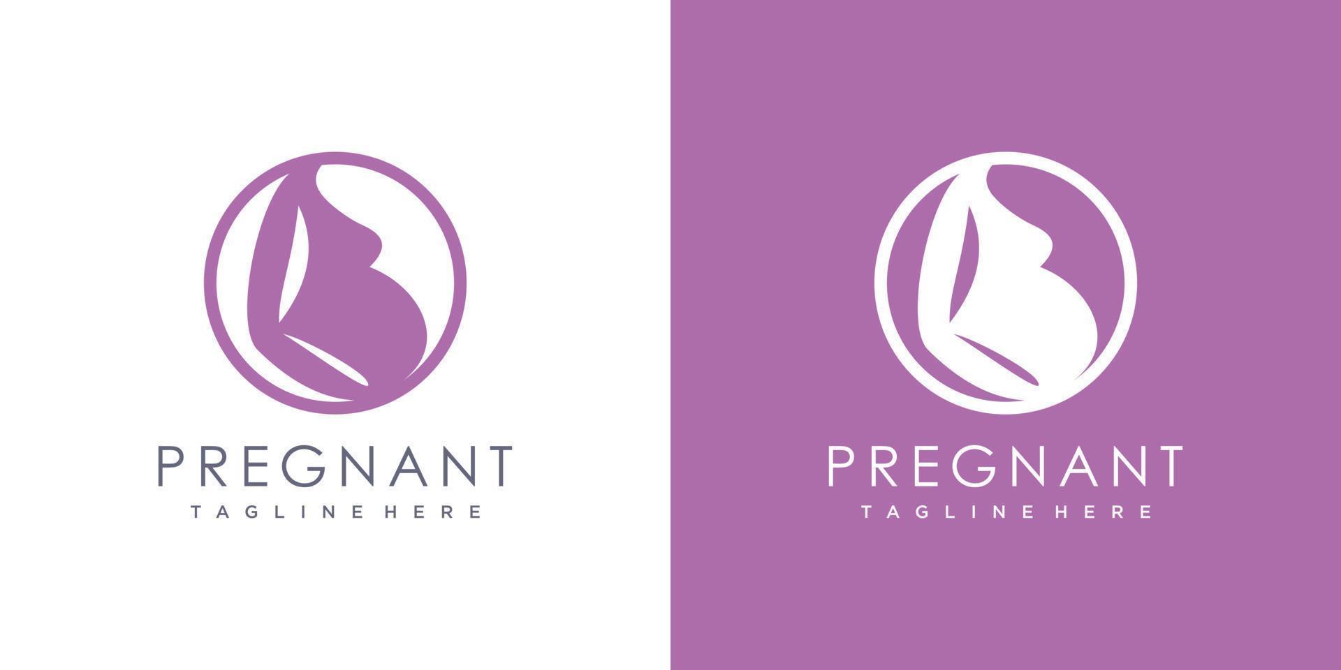 diseño de logotipo embarazada con vector premium de estilo único moderno