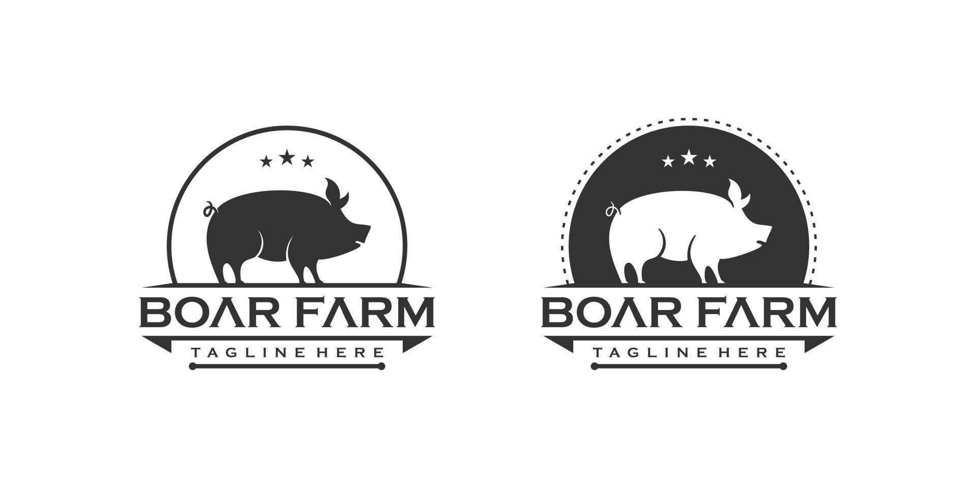 Pig logo design for business Premium Vector