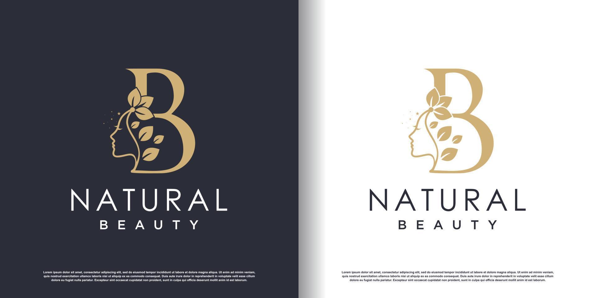 logotipo de belleza natural con vector premium estilo letra b