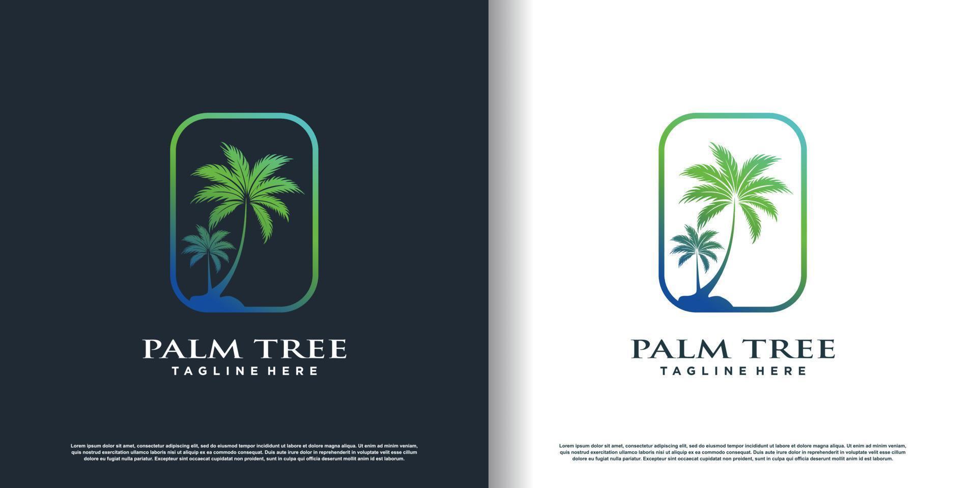 palm tree logo desaign vector with creative concept premium vector