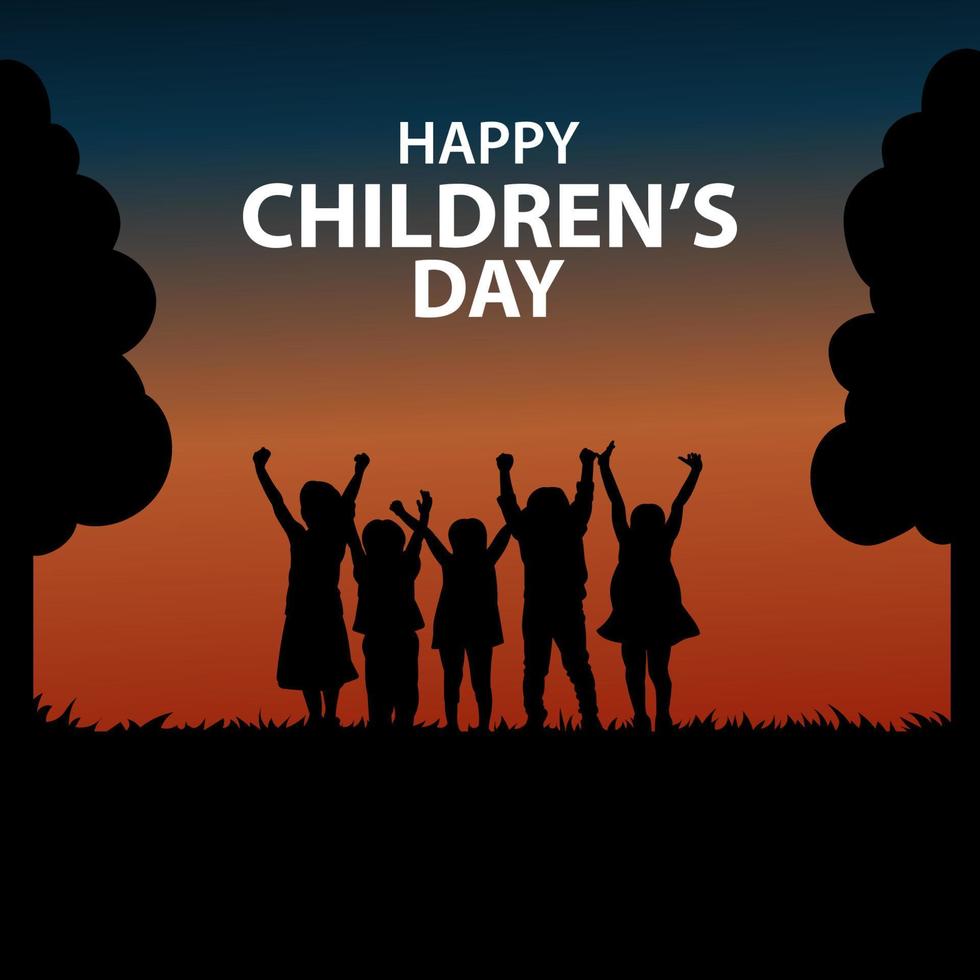 the Universal Children's Day. Silhouette vector