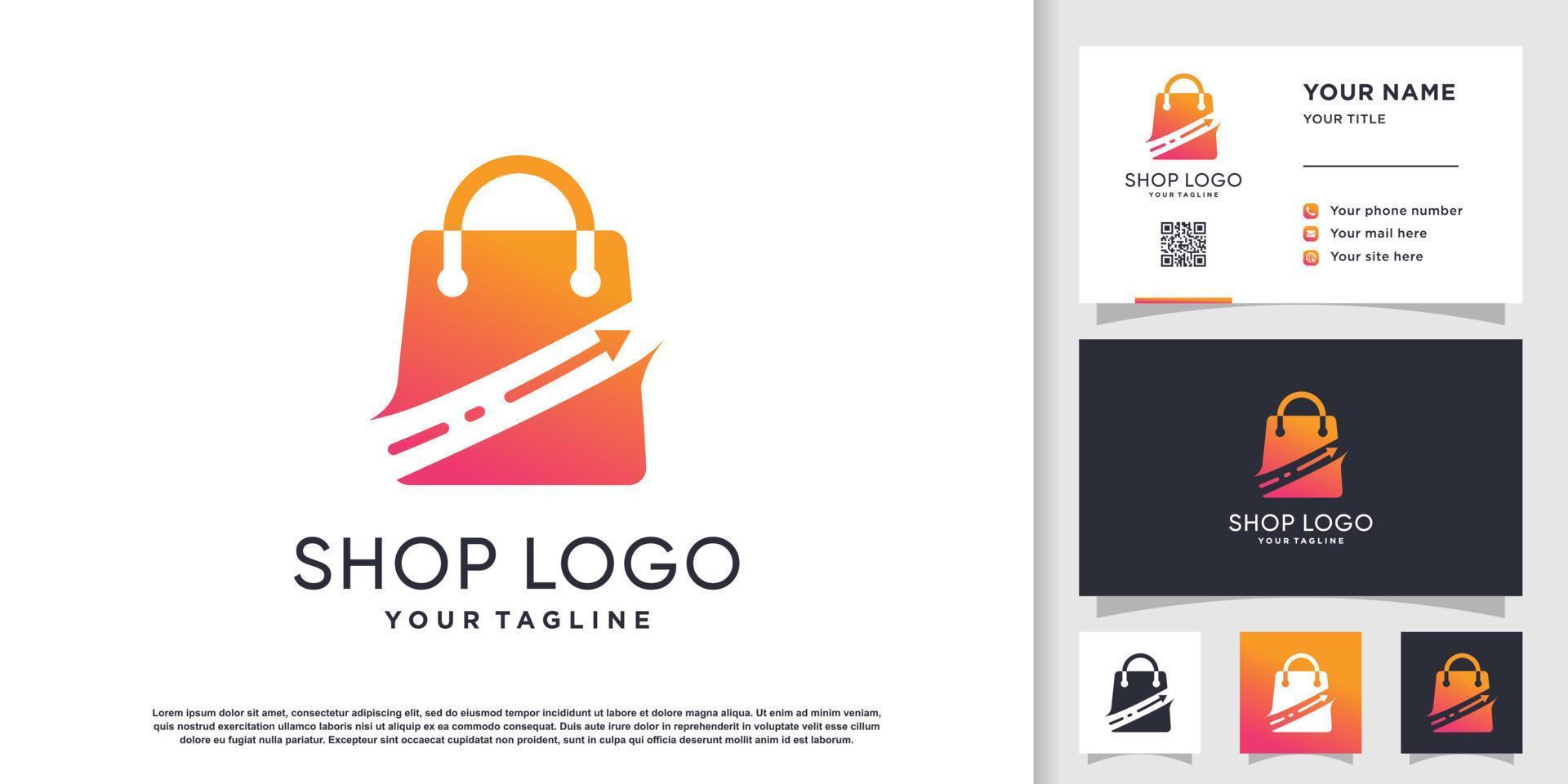 Shop logo design with modern creative concept vector