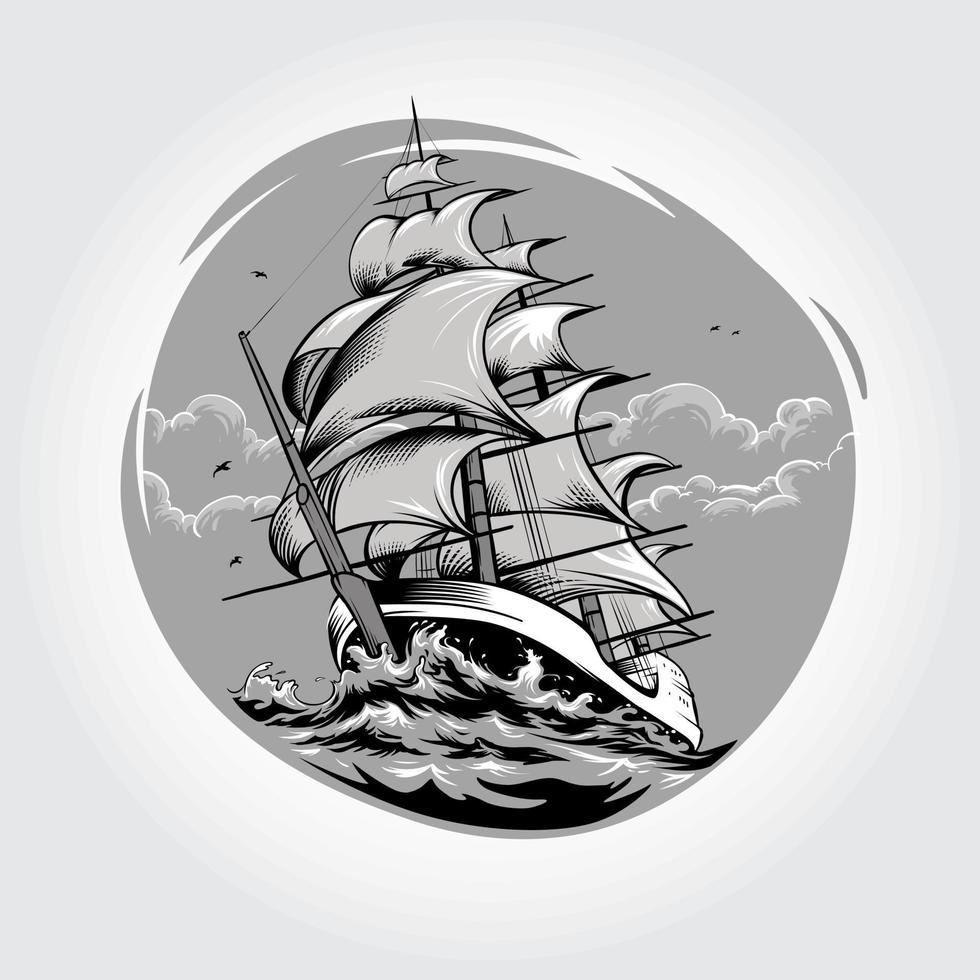 Sailing Ship Vector Illustration. The Illustration a great suitable for Sail application  activities.