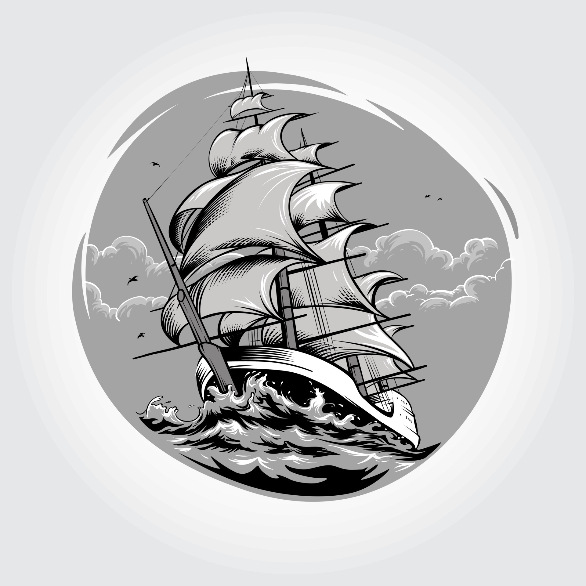 Sailing Ship Vector Illustration. The Illustration a great suitable for Sail application