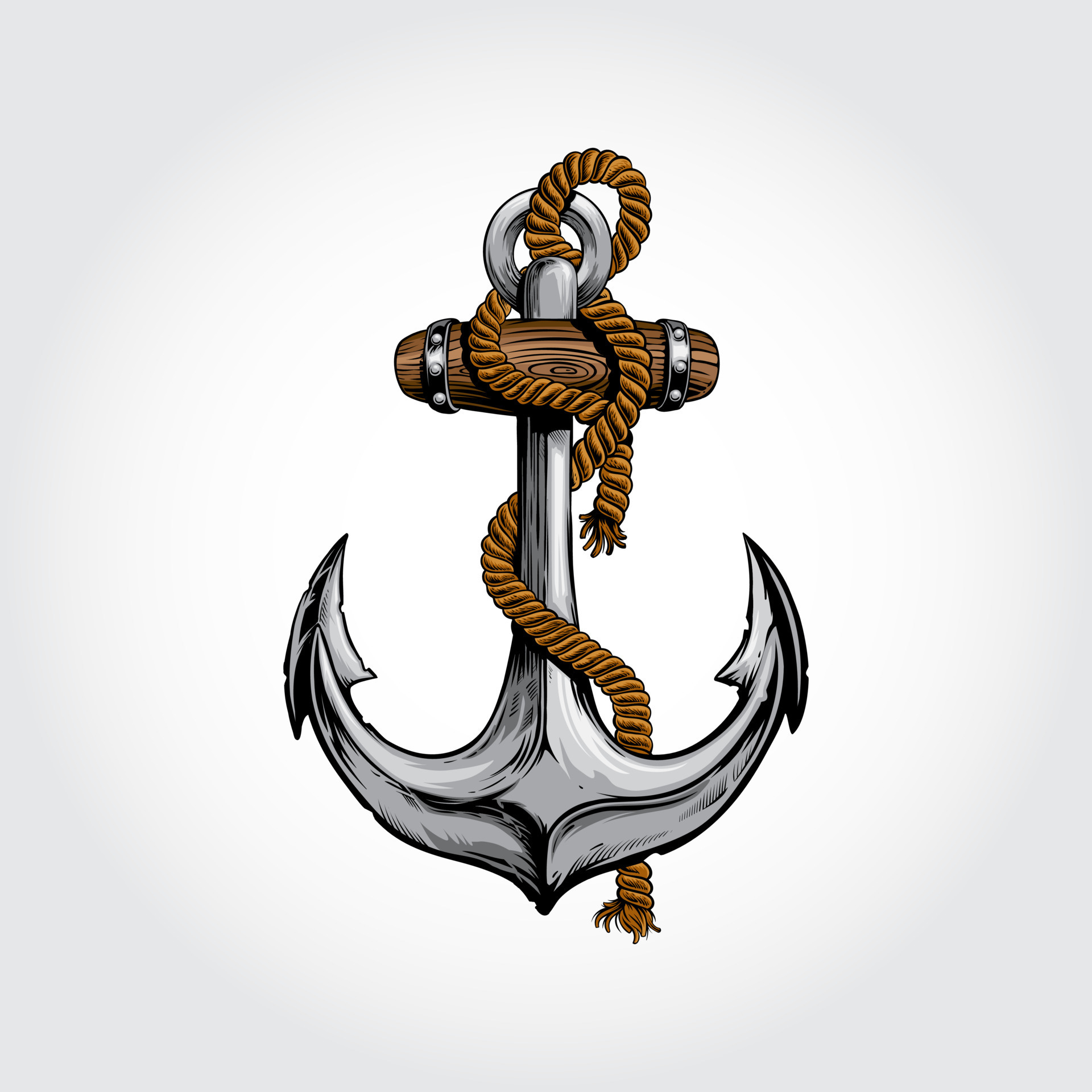 Anchor Vector Illustration. Highly detailed old metallic anchor. 12933613  Vector Art at Vecteezy