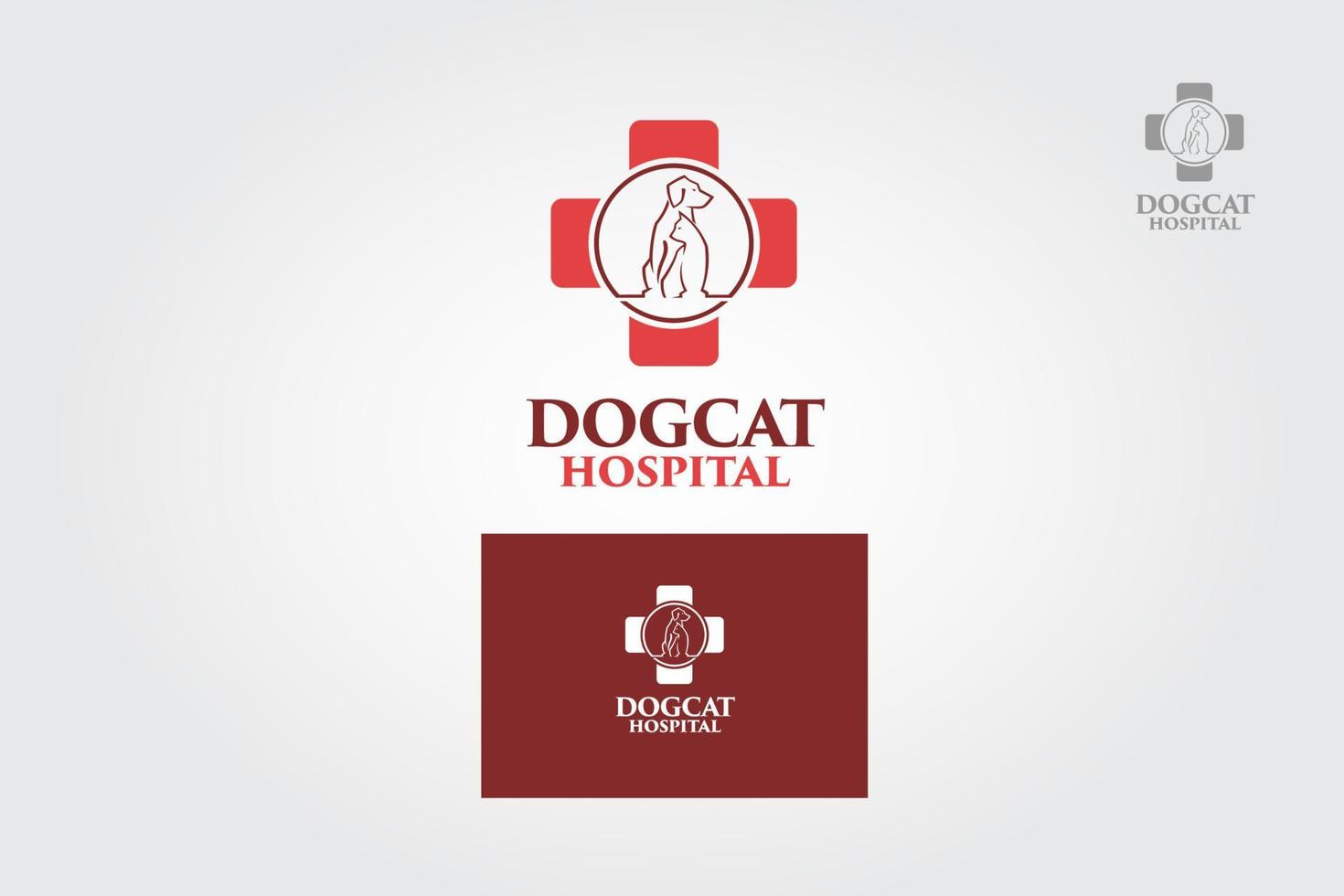 Dog Cat Hospital Vector Logo Template. Vector logo style silhouette cross incorporate with dog and cat. It's good for pet shop, pet house, clinic, care, or other pet activity.