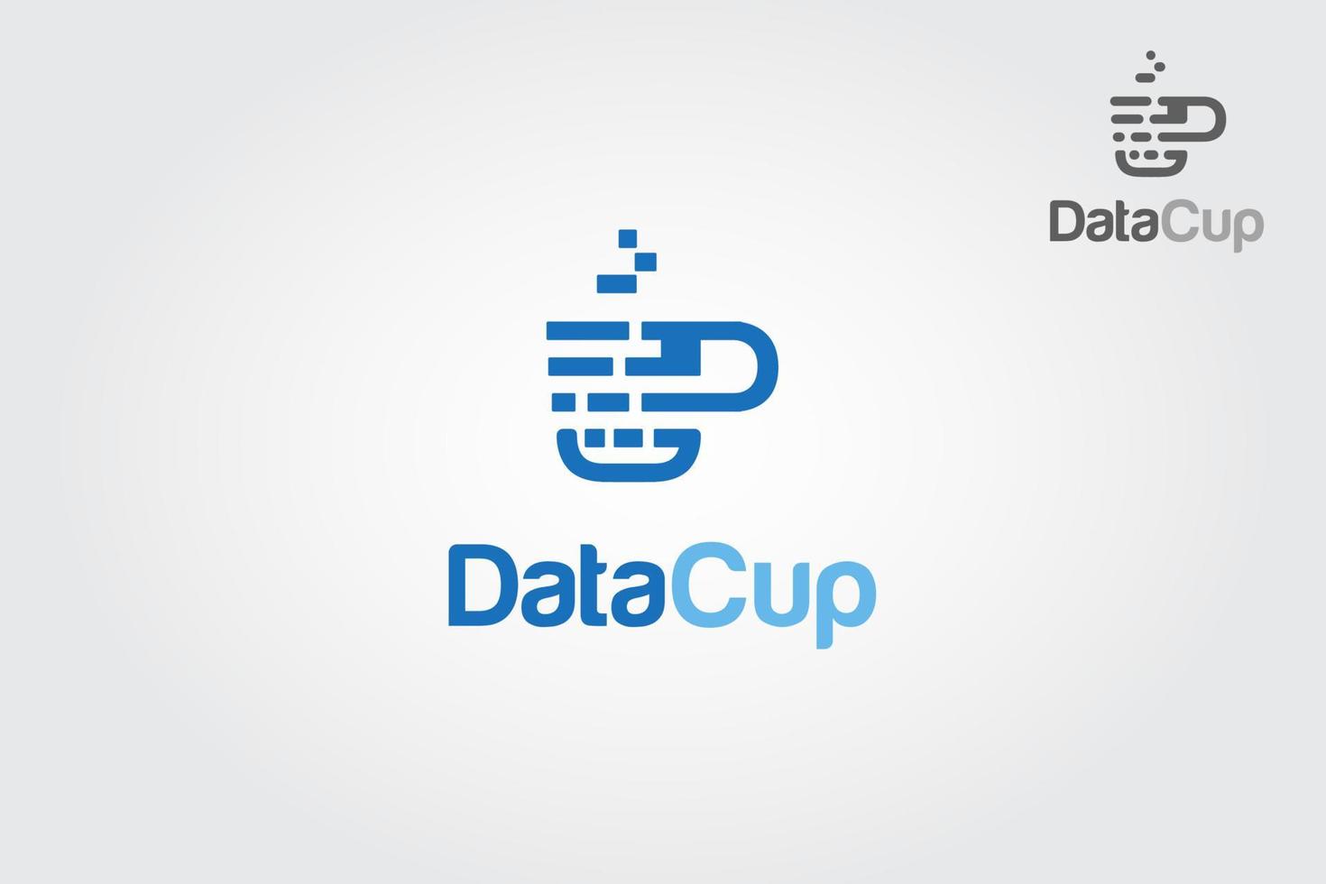 Data Cup Vector Logo Template. Logo of a stylized cup built with pixels. A simple and effective logo for an internet marketing business, statistic or analytic.