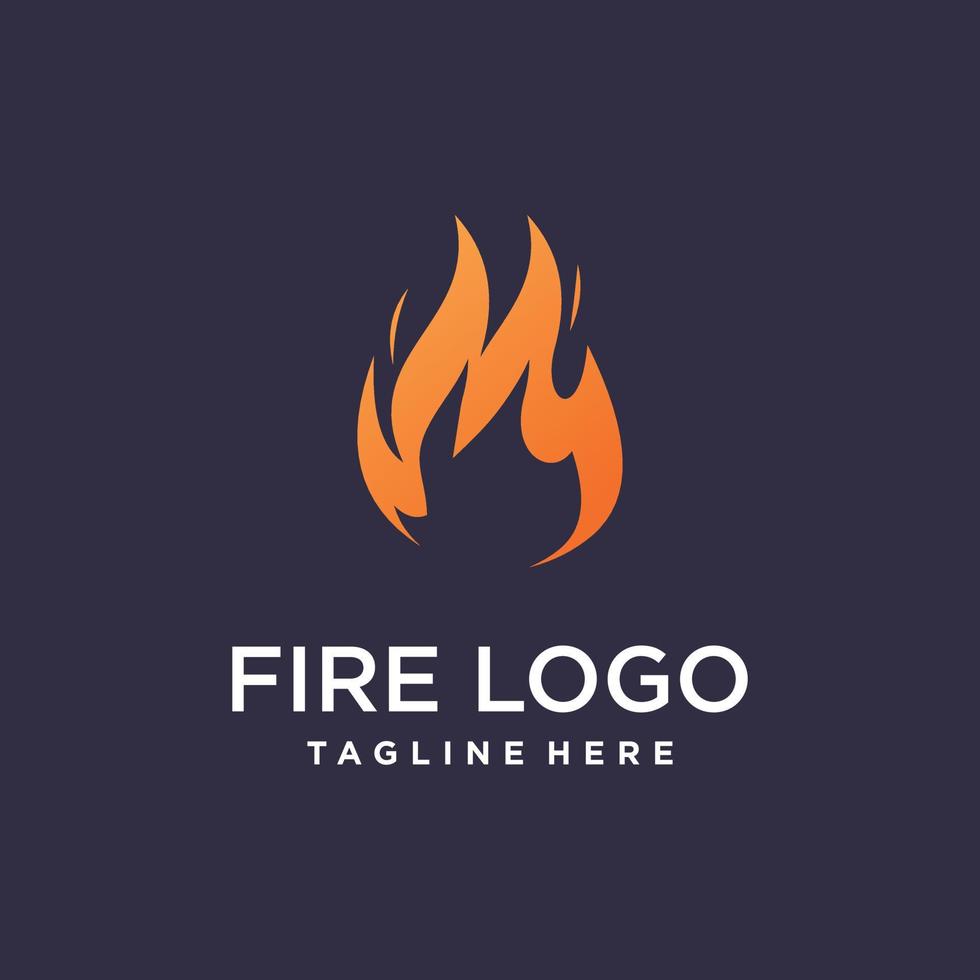 Fire logo design with creative abstract concept Premium Vector