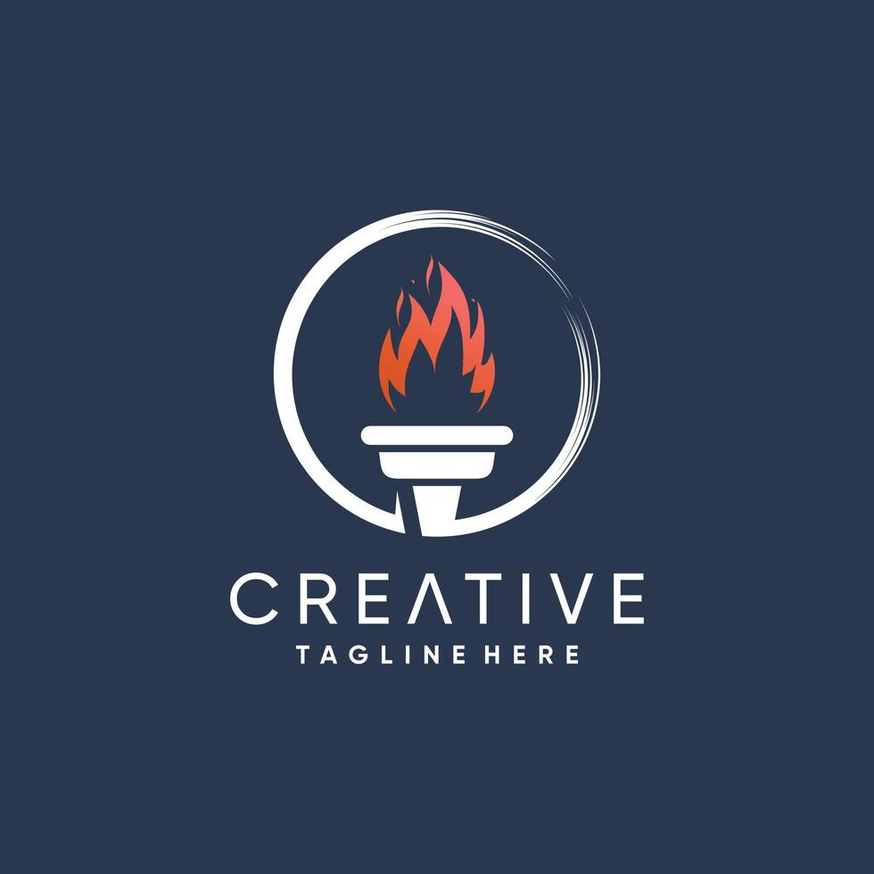 Torch logo design with modern abstract concept Premium Vector