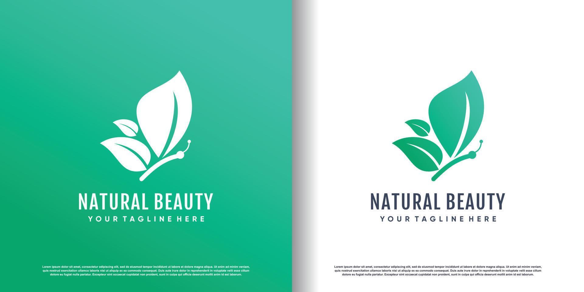 Leaf logo with butterfly shape Premium Vector