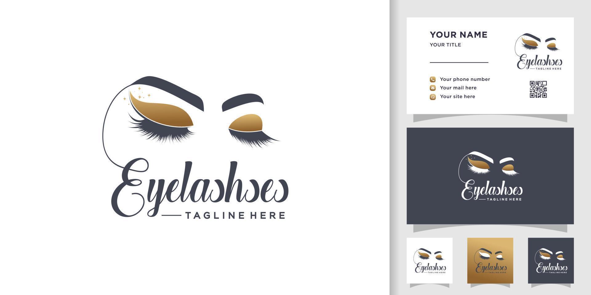 Eyelashes logo design with creative unique style Premium Vector