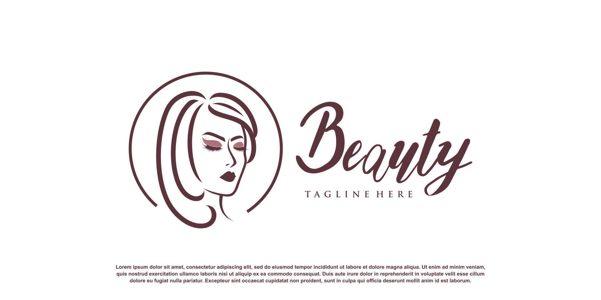 Woman logo design with creative unique style Premium Vector