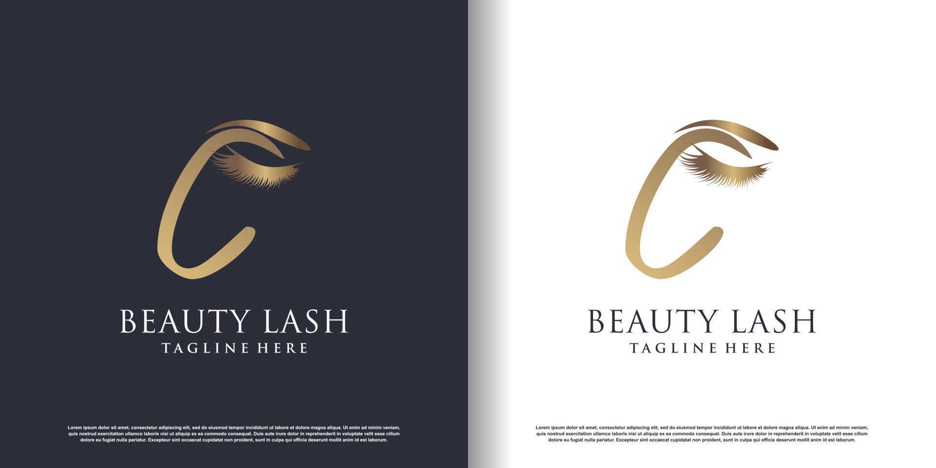 eyelash beauty logo with letter c style premium vector