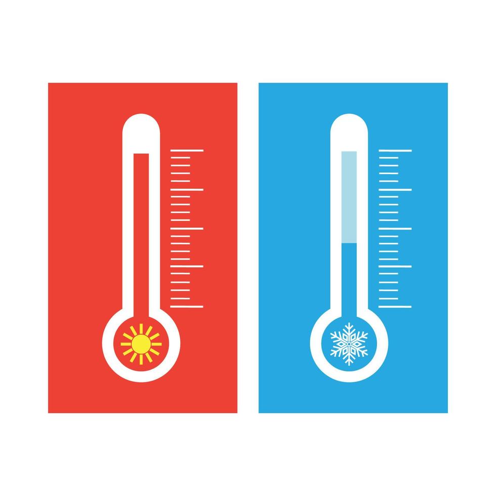 indicadores de termómetro azul y rojo para medir la temperatura vector