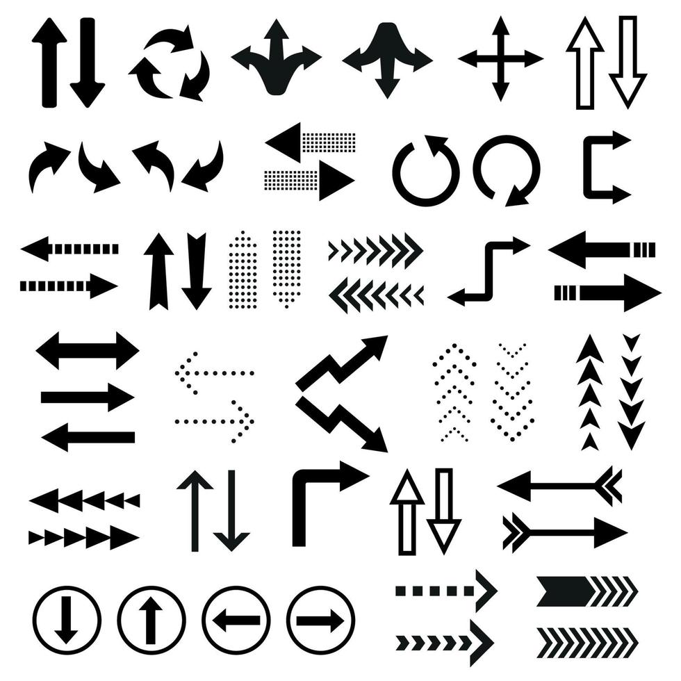 Set of black arrows vector
