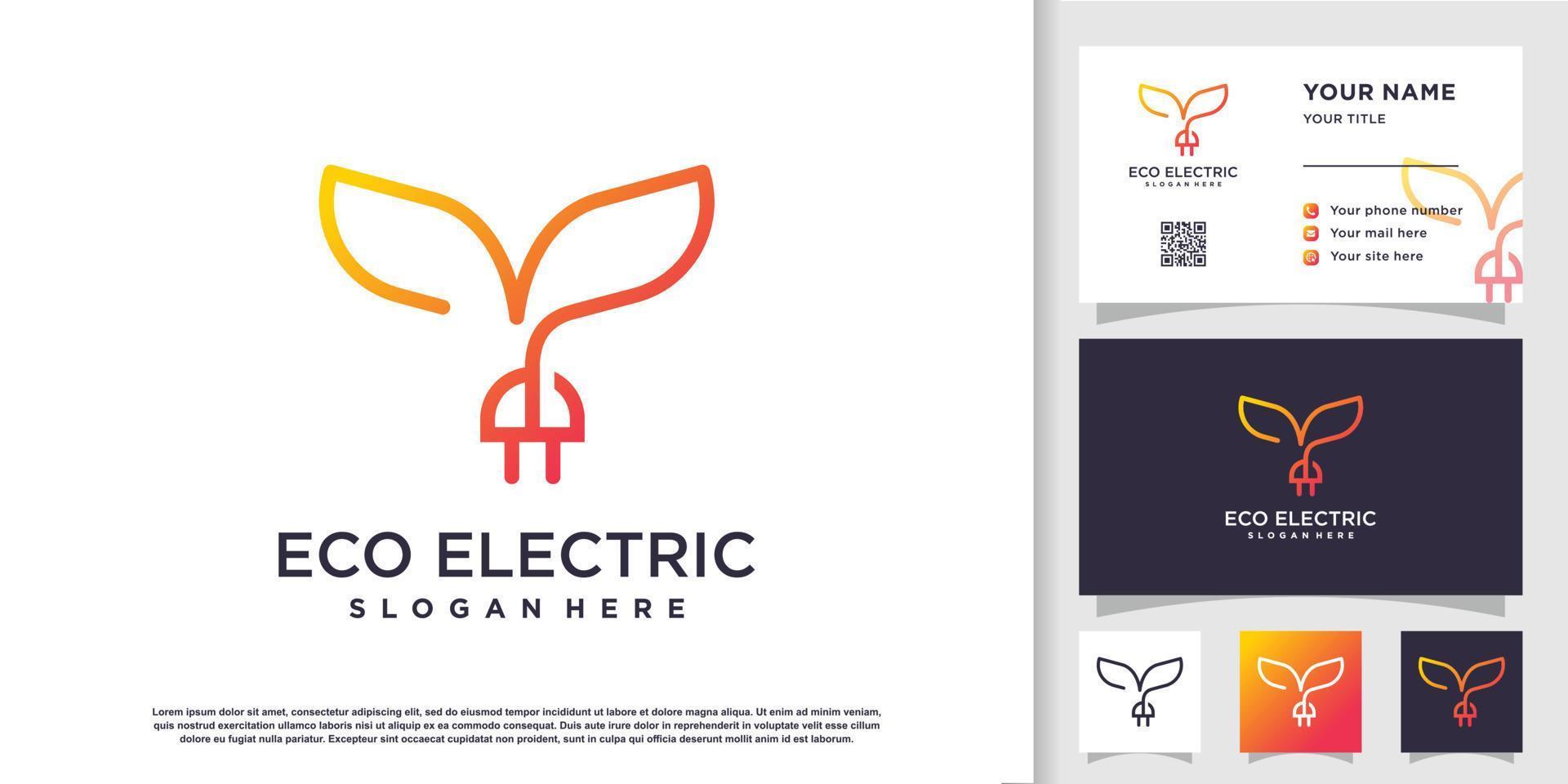 vector premium de plantilla de logotipo eco eléctrico