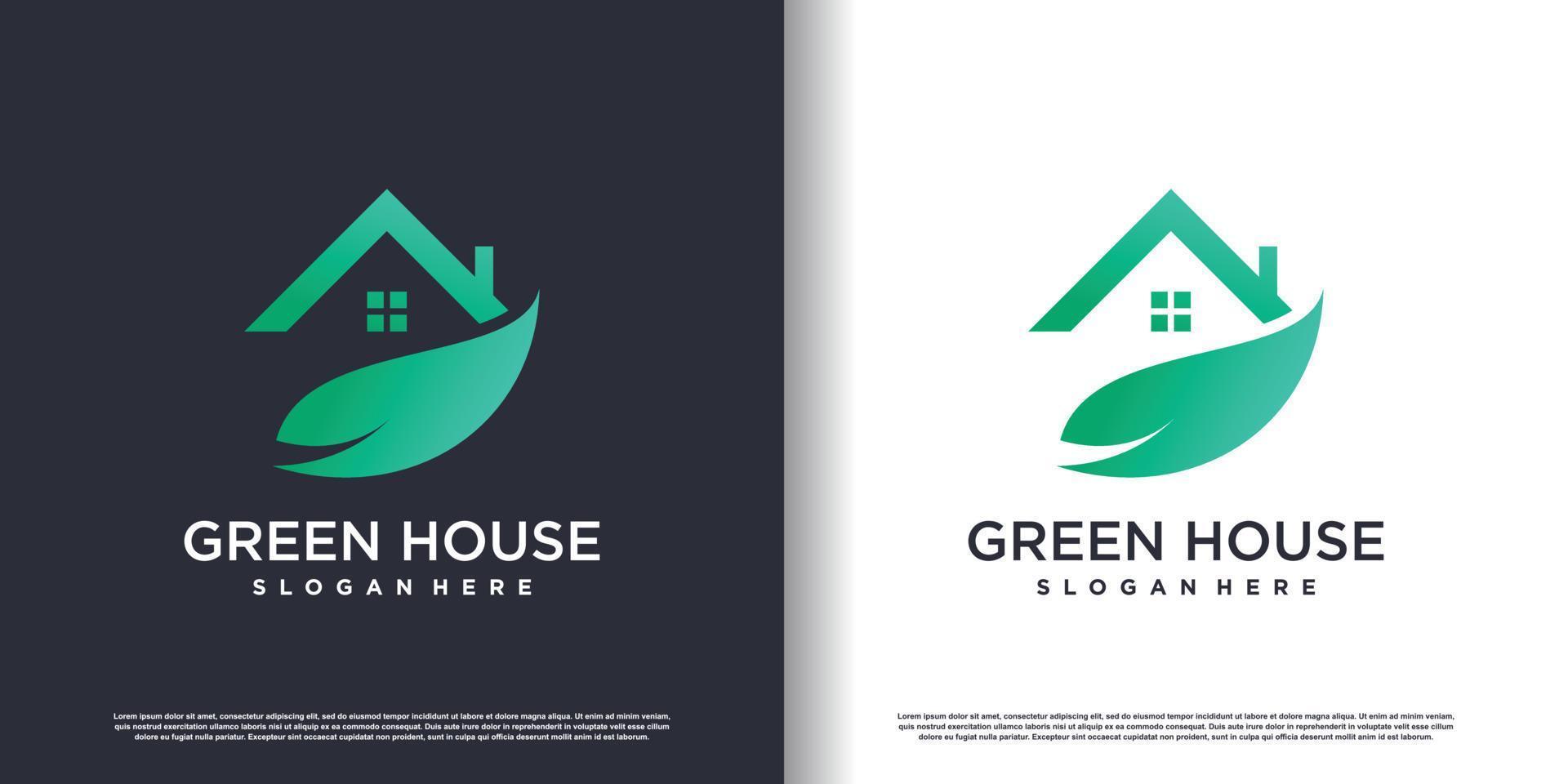 concepto de logotipo de casa verde con vector premium de concepto moderno creativo