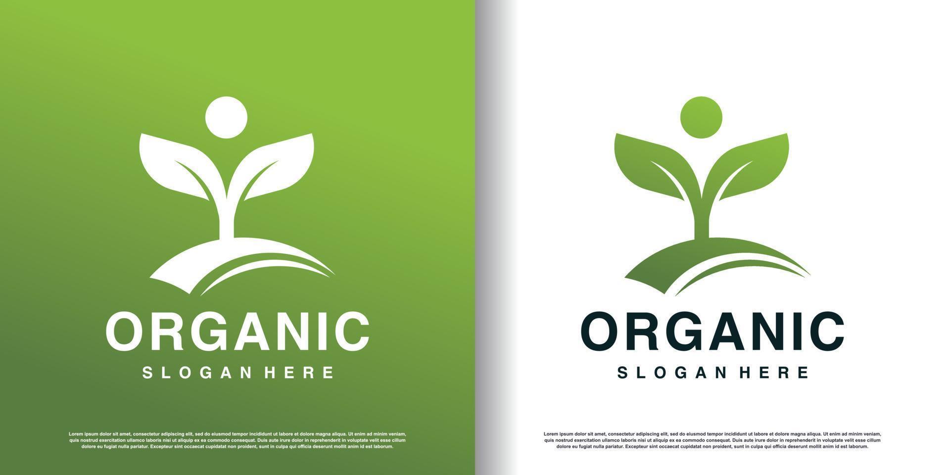 plantilla de logotipo orgánico con vector premium de concepto creciente