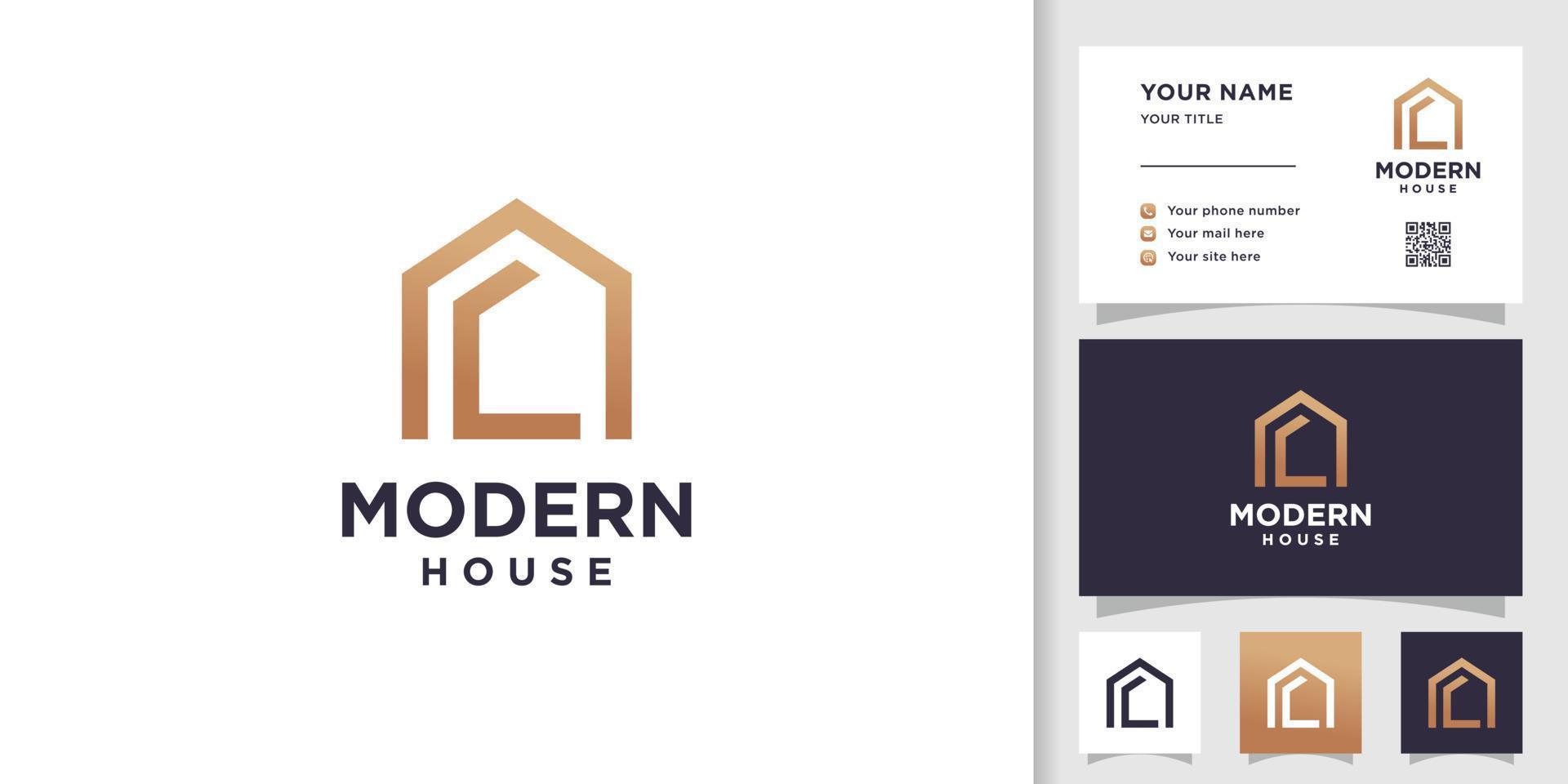 diseño de logotipo de casa moderna con idea de concepto minimalista vector